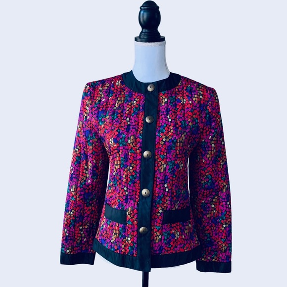 VINTAGE HOWARD WOLF MULTICOLOR QUILTED BLAZER - Picture 15 of 15